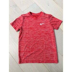 Nike Kids Dri-FIT Space Dye Performance T-Shirt Red Small S Athletic Swoosh Tee